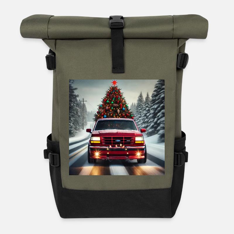 Weihnachten - Rolltop Rucksack - Olive/Schwarz