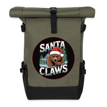 Griffes du Père Noël drôle grizzly avec chapeau de Père Noël - Sac à dos roll top - olive/noir - Devant