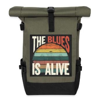 Der Blues lebt vintage Bluesdesign - Rolltop Rucksack - Olive/Schwarz - Vorne