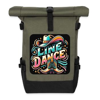 Colorful Line Dance Design - Roll Top Backpack - olive/black - Front