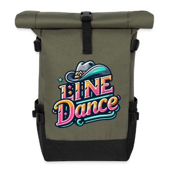 Farbenfrohes Line Dance Design mit Cowboyhut - Rolltop Rucksack - Olive/Schwarz - Vorne