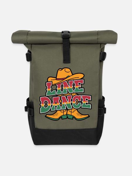 Line Dance Linedance mein Hobby - Rolltop Rucksack - Olive/Schwarz