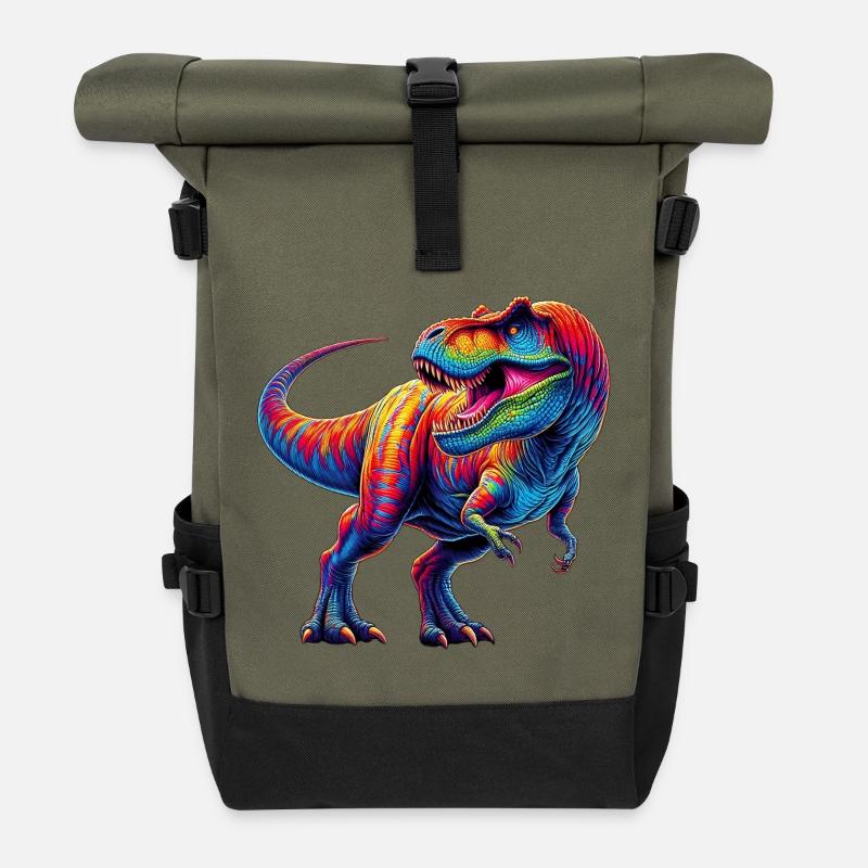 Dinosaurier - Rolltop Rucksack - Olive/Schwarz