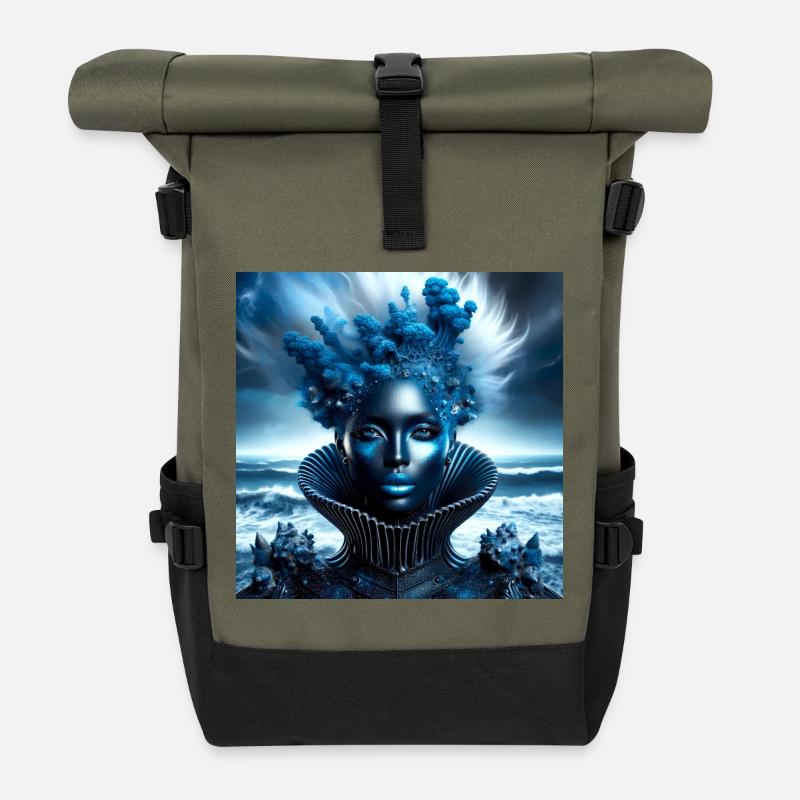 Vénus - Sac à dos roll top - olive/noir