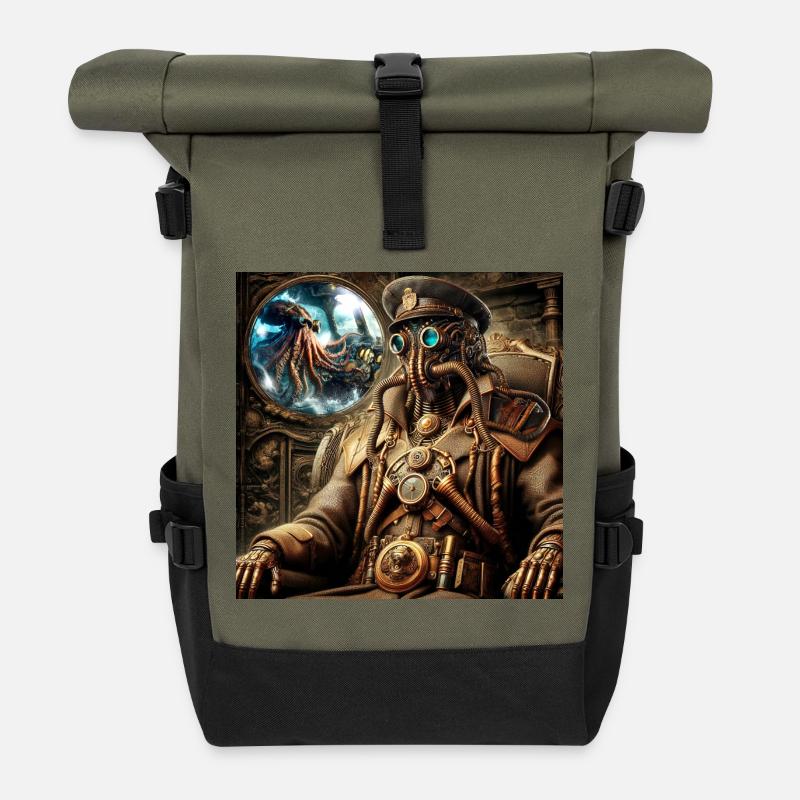 Captain Nemo Steampunk - Roll Top Backpack - olive/black