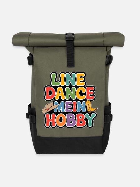 Line Dance mein Hobby - Rolltop Rucksack - Olive/Schwarz