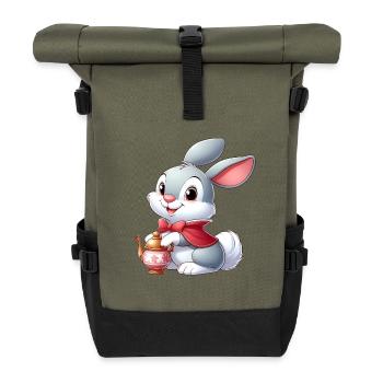 Kaninchen 12 - Rolltop Rucksack - Olive/Schwarz - Vorne