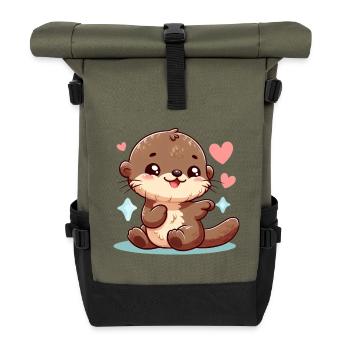 otter 11 - Roll Top Backpack - olive/black - Front