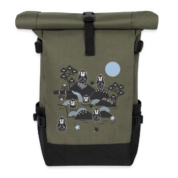Singes effrayants dans une source chaude l noir bleu - Sac à dos roll top - olive/noir - Devant