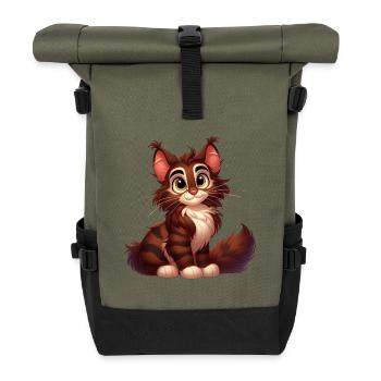 Maine Coon 8 - Rolltop Rucksack - Olive/Schwarz - Vorne