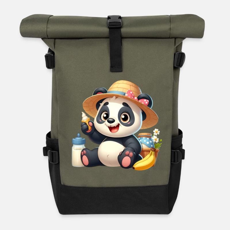 panda 6 - Sac à dos roll top - olive/noir