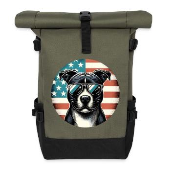 Staffordshire Terrier Staff avec lunettes de soleil - Sac à dos roll top - olive/noir - Devant