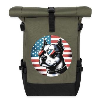 Staffordshire Terrier Staff avec lunettes de soleil - Sac à dos roll top - olive/noir - Devant