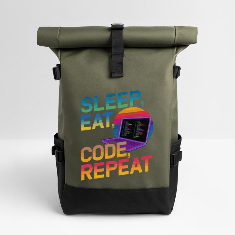 Sleep Eat Code Repeat Gift pour Coder Sac à dos roll top