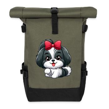 Shih Tzu 3 - Roll Top Backpack - olive/black - Front