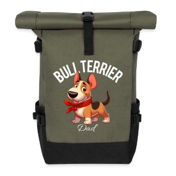 Bullterrier Papa 2 - Rolltop Rucksack - Olive/Schwarz - Vorne