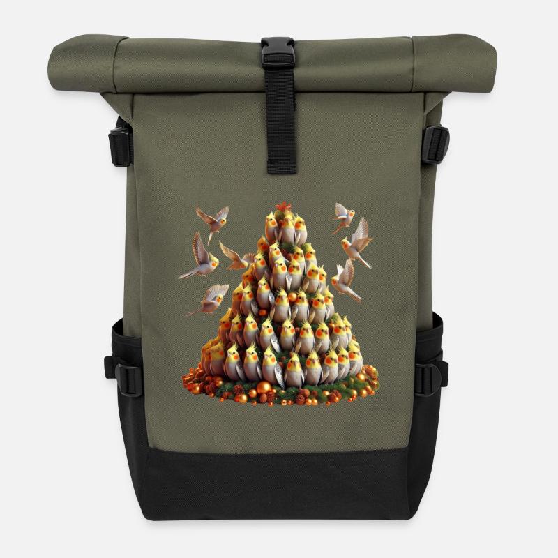 Weihnachtsbaum (02) - Rolltop Rucksack - Olive/Schwarz