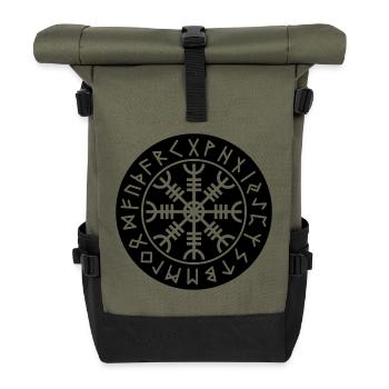 Helm of Awe Techno Runes - Rave Clothing - Roll Top Backpack - olive/black - Front