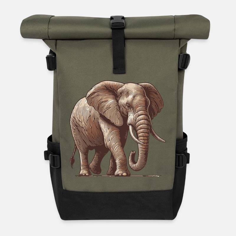 Éléphant - Sac à dos roll top - olive/noir
