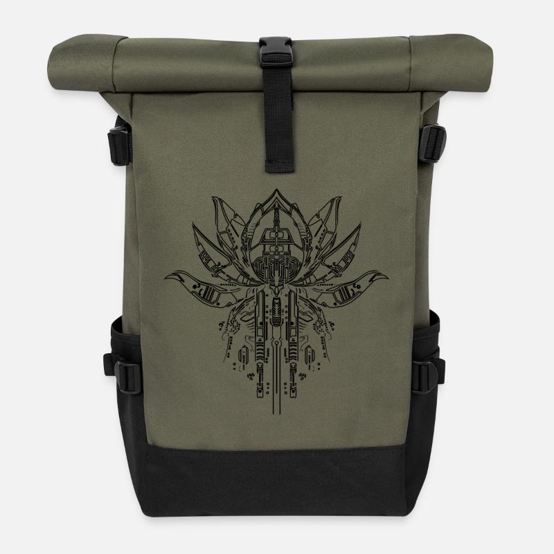 Mystica Black - Roll Top Backpack - olive/black