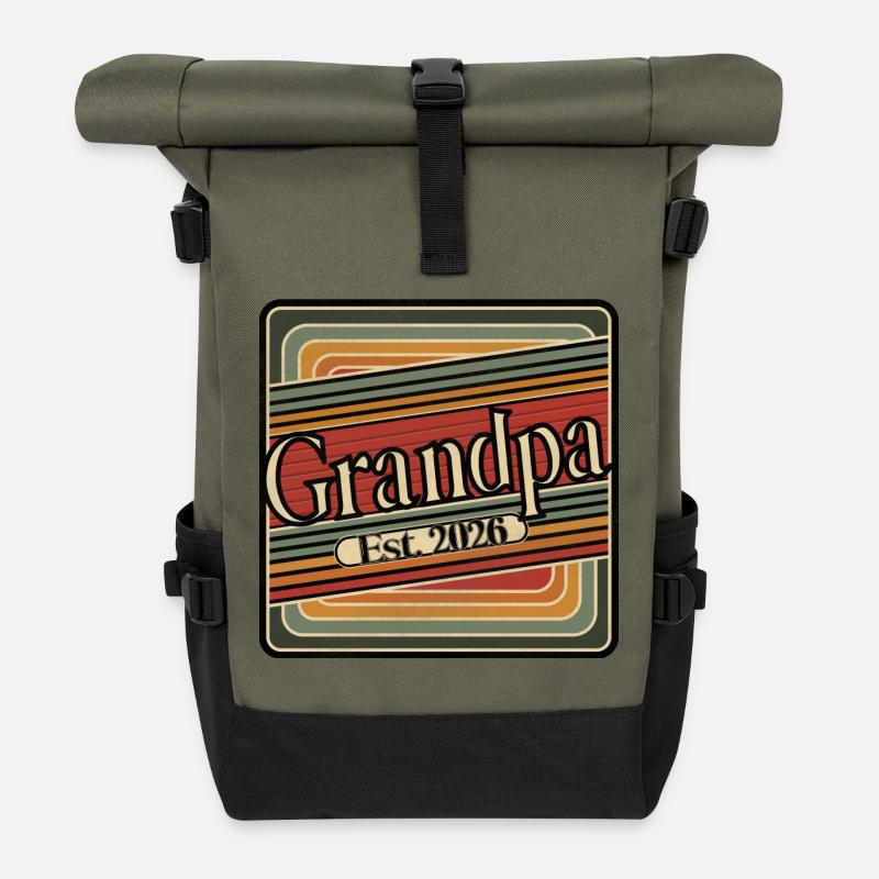 Grandpa Est. 2026 – Retro Gift for Grandfathers - Roll Top Backpack - olive/black