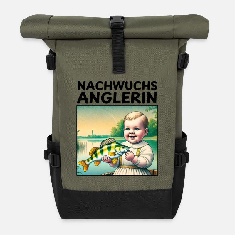 Young angler - Roll Top Backpack - olive/black