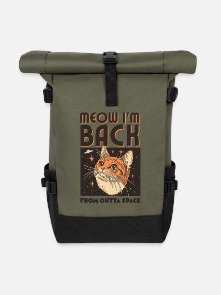 Meow I’m Back - Rolltop Rucksack - Olive/Schwarz