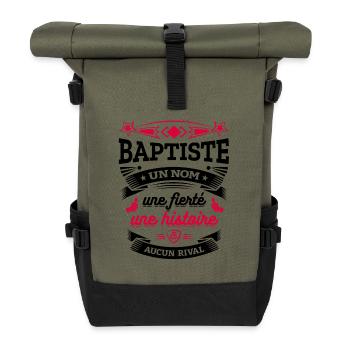 BAPTISTE UN NOM UNE FIERTÉ AUCUN RIVAL - Sac à dos roll top - olive/noir - Devant