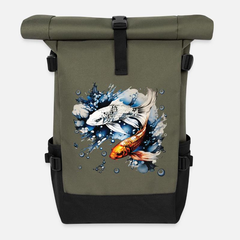 Koïs et bulles - Sac à dos roll top - olive/noir