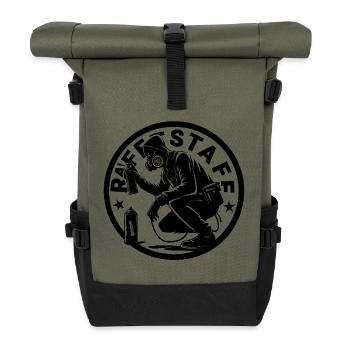 Sprayer Graffiti Tag Sk8 Skate Maske - raffstaff ® - Rolltop Rucksack - Olive/Schwarz - Vorne