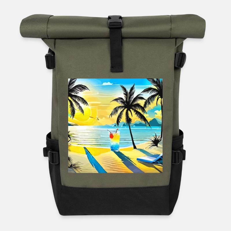 Beach - Rolltop Rucksack - Olive/Schwarz