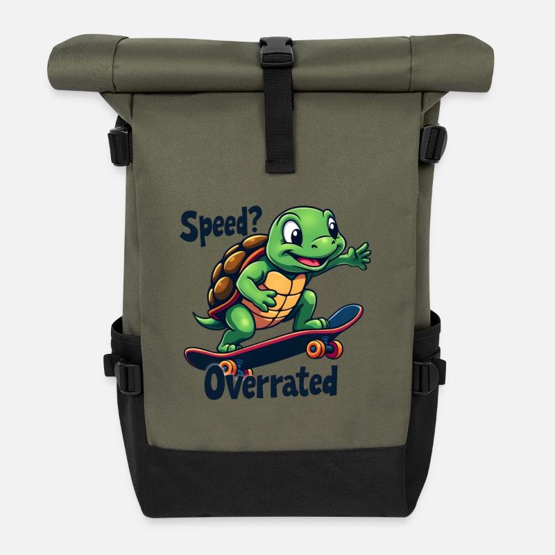 Speed? Overrated - Rolltop Rucksack - Olive/Schwarz