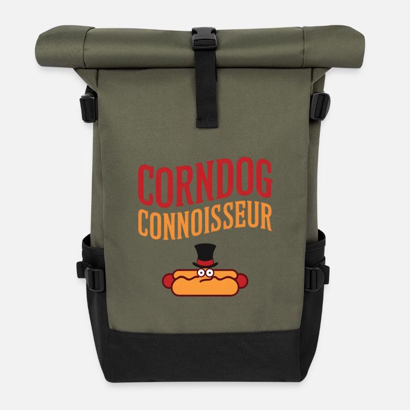 Corndog Connoisseur - Roll Top Backpack - olive/black