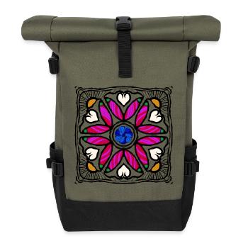 Rising sun - Roll Top Backpack - olive/black - Front