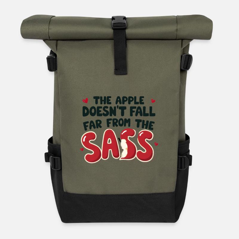 La pomme ne tombe pas loin de l’insolence - Sac à dos roll top - olive/noir