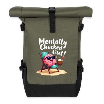 Mentally Checked Out - Rolltop Rucksack - Olive/Schwarz - Vorne