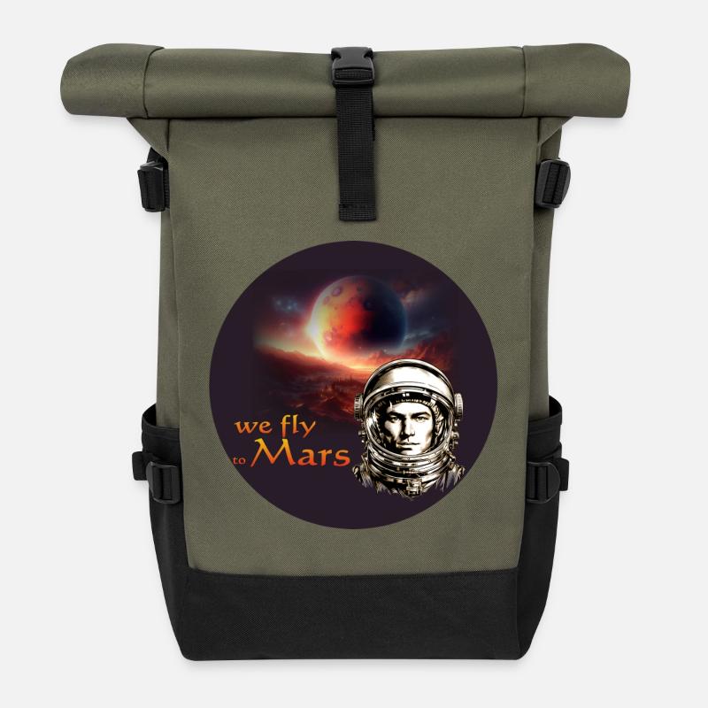 Marsflug Retro Astronaut - Rolltop Rucksack - Olive/Schwarz