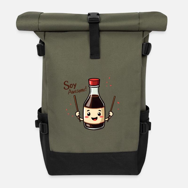 Soja génial - Sac à dos roll top - olive/noir