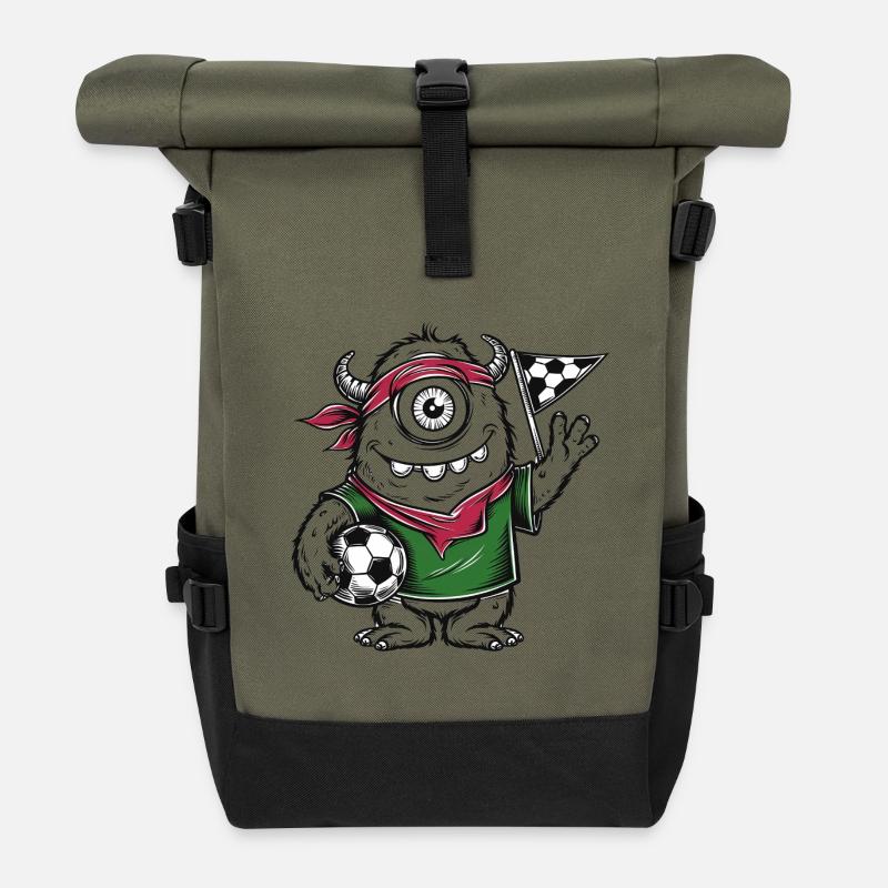 3 MonsterFussball - Rolltop Rucksack - Olive/Schwarz