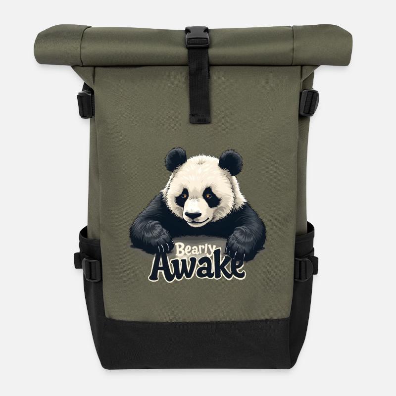 Bearly Awake - Roll Top Backpack - olive/black