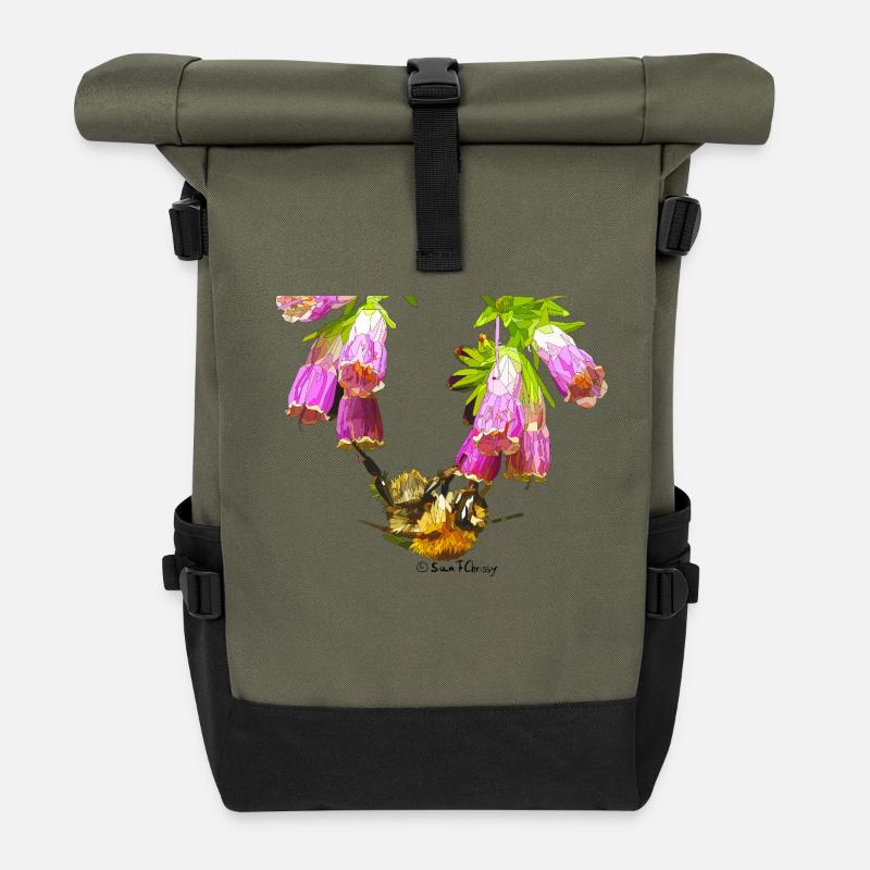 Bienchenmosaik mit Realistik Effekt - Rolltop Rucksack - Olive/Schwarz