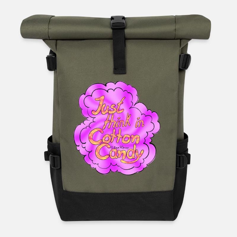 Cotton Candy Thinking Extra Shine - Rolltop Rucksack - Olive/Schwarz