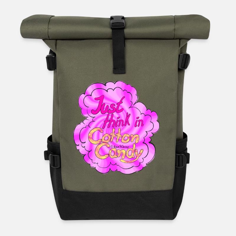 Cotton Candy Thinking swirl - Rolltop Rucksack - Olive/Schwarz