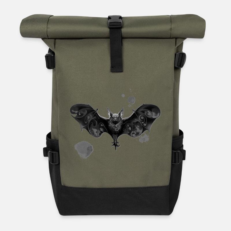 abstrakte Fledermaus, Farbflecken, verschenken - Rolltop Rucksack - Olive/Schwarz