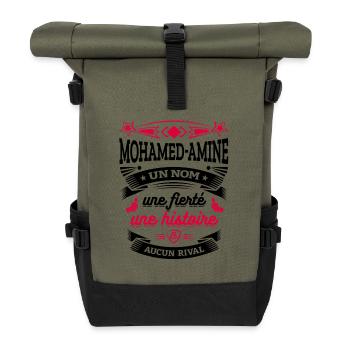 MOHAMED-AMINE UN NOM UNE FIERTÉ AUCUN RIVAL - Sac à dos roll top - olive/noir - Devant