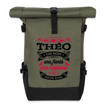 THÉO PARFAIT - PRENOM THÉO - Sac à dos roll top - olive/noir - Devant