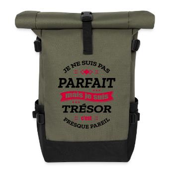 TRÉSOR PARFAIT - PRENOM TRÉSOR - Sac à dos roll top - olive/noir - Devant