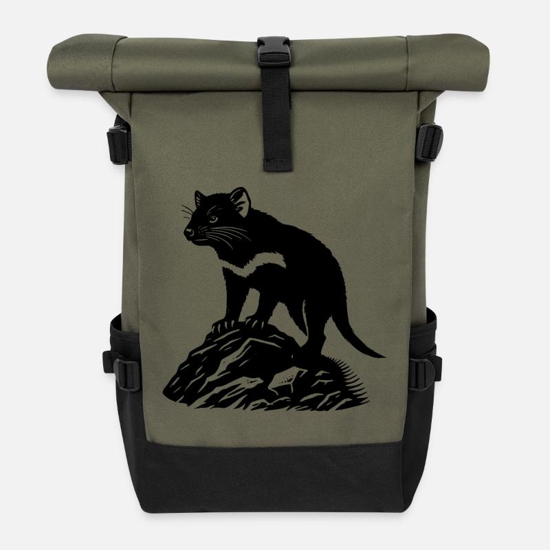 Tasmanischer Teufel - Rolltop Rucksack - Olive/Schwarz