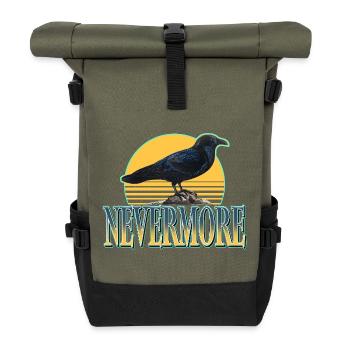 Nevermore – Corbeaux et esthétique gothique - Sac à dos roll top - olive/noir - Devant