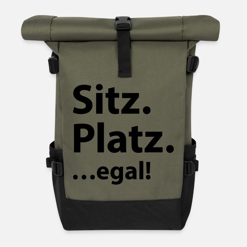 Sitz Platz egal - Rolltop Rucksack - Olive/Schwarz